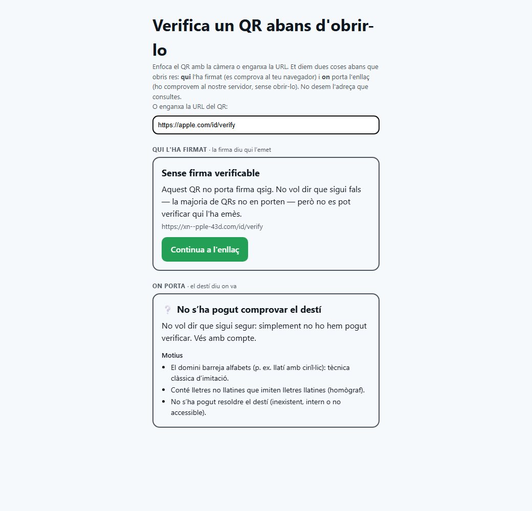 El verificador públic mostrant un veredicte sobre una URL sospitosa